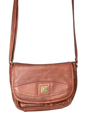 Vintage Sherri Lynn Classic Brown Genuine Leather Crossbody Shoulder Bag